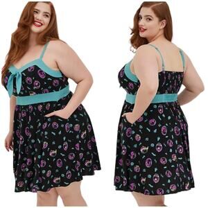Torrid NWT Sweetheart Tie Front Dress Disney Villains Adjustable Strap Size 1X